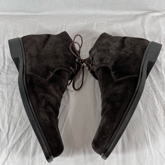GIANNI VERSACE Authentic Brown Suede Leather Medusa Ankle Boots Size 8.5 US - Picture 6 of 12